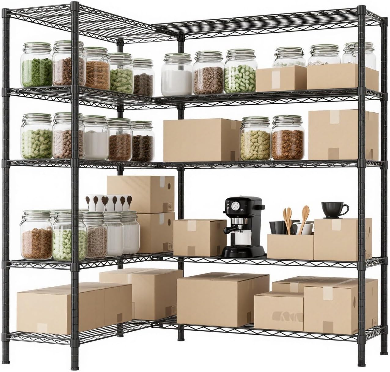 VINGLI 70" W Storage Shelves 1600LBS Heavy Duty Metal Shelving, Upgraded 5 Tier Garage Shelving Unit, Adjustable Wire Shelf for Storage Rack Commercial Pantry Shelf Organizer, 69.8"W × 15.8"D × 71"H