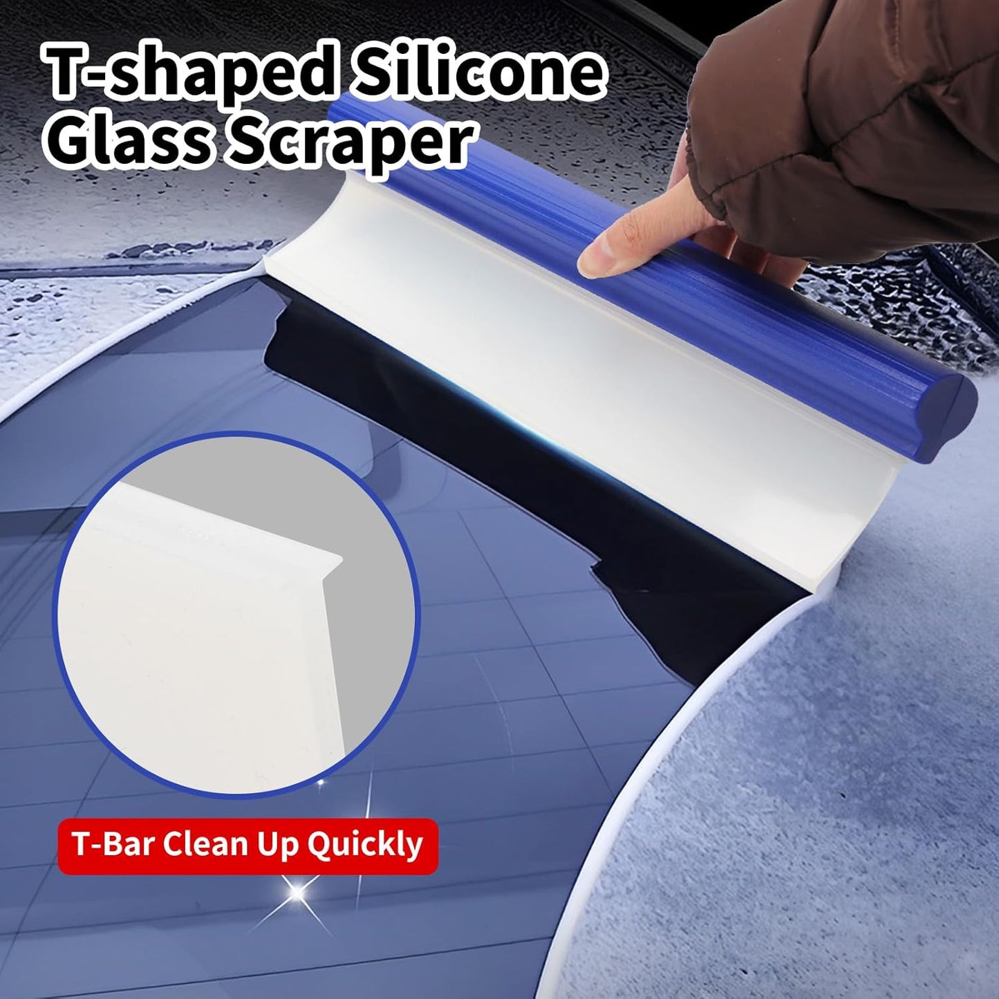 2 Pack 12inch car Squeegee,Silicone Squeegee,car Window Squeegee,Flexible T-Bar Water Blade for Car for Car Or Home Use,Washing,Wiping Glass, Mirror,Shower Doors,Blue