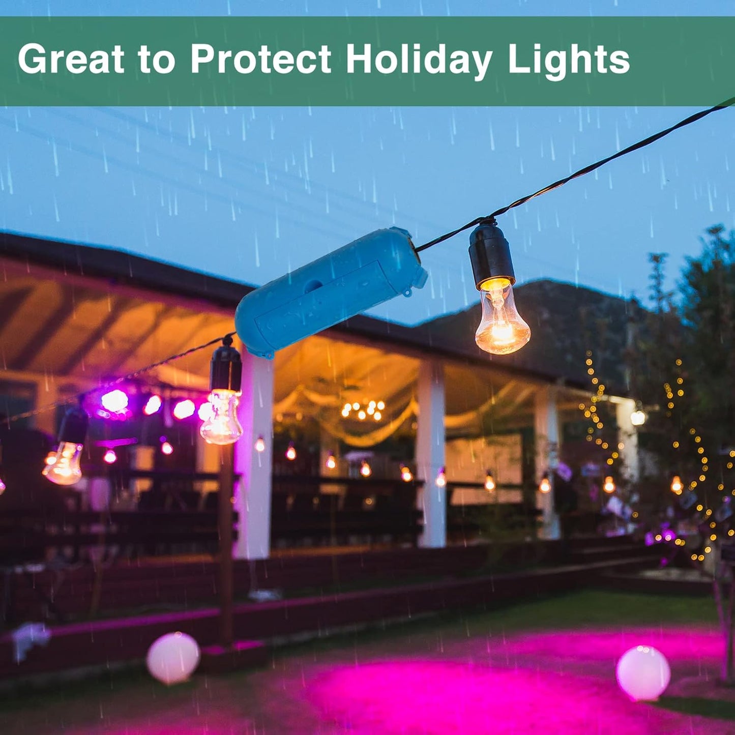 Flemoon [3 Pack] Outdoor Extension Cord Cover, IP44 Waterproof Box and Safety Housing Case, Ideal to Protect Outdoor Plugs, Electrical Connections, Holiday Decoration Lights, Size Small, Blue