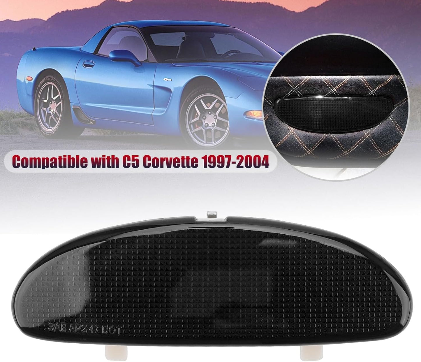 DERI Car Front Inner Door Panel Reflector Plate with Buckle Compatible with C5 Corvette 1997-2004, Left or Right Side Door Panel Reflector Assembly Replace 10295148 (Black)