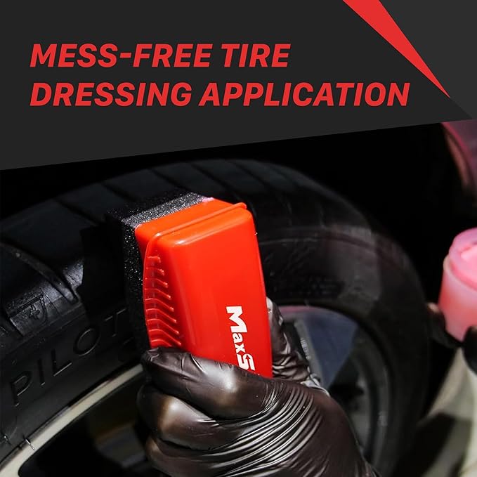 Maxshine Universal Tire Shine Applicator with Protective Cover | Dense Foam Pad with Ergonomic Grip | Mess-Free Tire Dressing Tool for Coating, Cleaning & Car Detailing | Auto, Boat & Marine Detailing