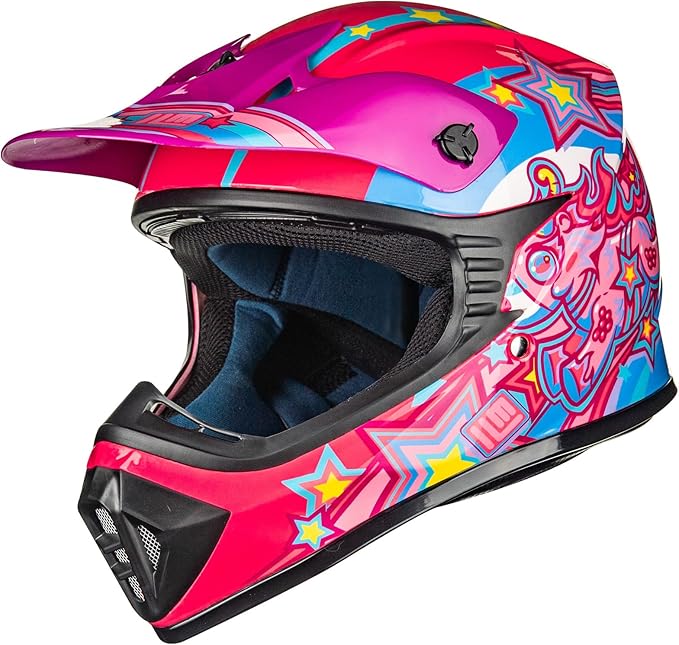 ILM Youth & Kids Dirt Bike Helmets Motocross ATV Dirtbike BMX MX Offroad Full Face Motorcycle Helmet, DOT Approved Model 128YS (Pony Pink, Youth-Large)