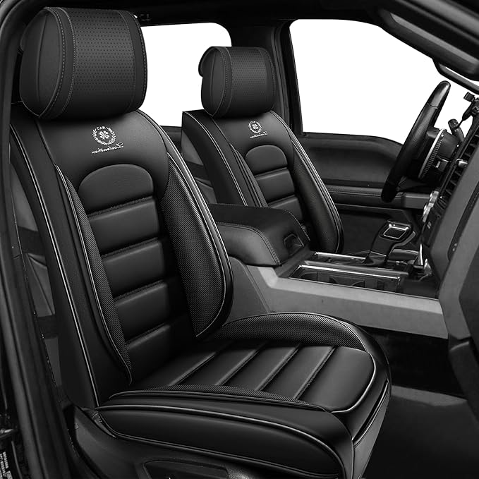 Full Set Car Seat Covers for GMC Sierra 1500/2500/3500 Denali SLT AT4 AT4X Base Seat Covers 2008-2025, Waterproof Premium Nappa Leather Seat Protectors(Standard 5 Seats/Black)