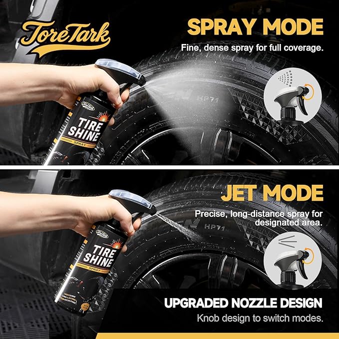 Tire Shine Spray, Ceramic Tire Coating, Not a Dressing, No Sling/Non-Greasy for Durable Black Wet Tire, Long Lasting UV Protection for Car, Truck & SUV Easy to Apply, 3.4 fl oz