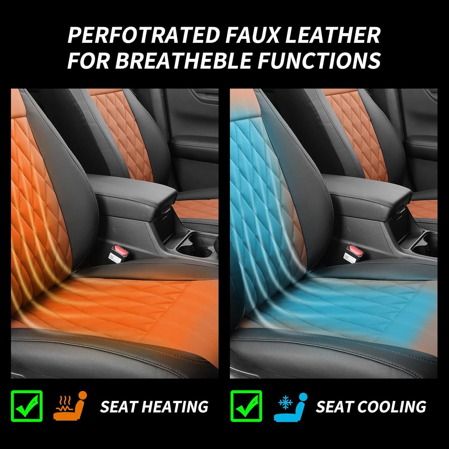 coverdream CRV Waterproof Leather Seat Covers Custom Fit for 2015 2016 Honda CRV LX,EX,SE,EX-LTouring,Full Coverage,Airbag Compatible,Seat Protector(Full Set,Black&Brown)