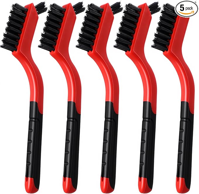 Lusofie 5 Pcs Nylon Cleaning Brushes Non-Scratch Nylon Bristle Brush Detailing Brushes with Hanging Hole and Mini Head for Tight Spaces, Delicate Surfaces, Ergonomic Grip