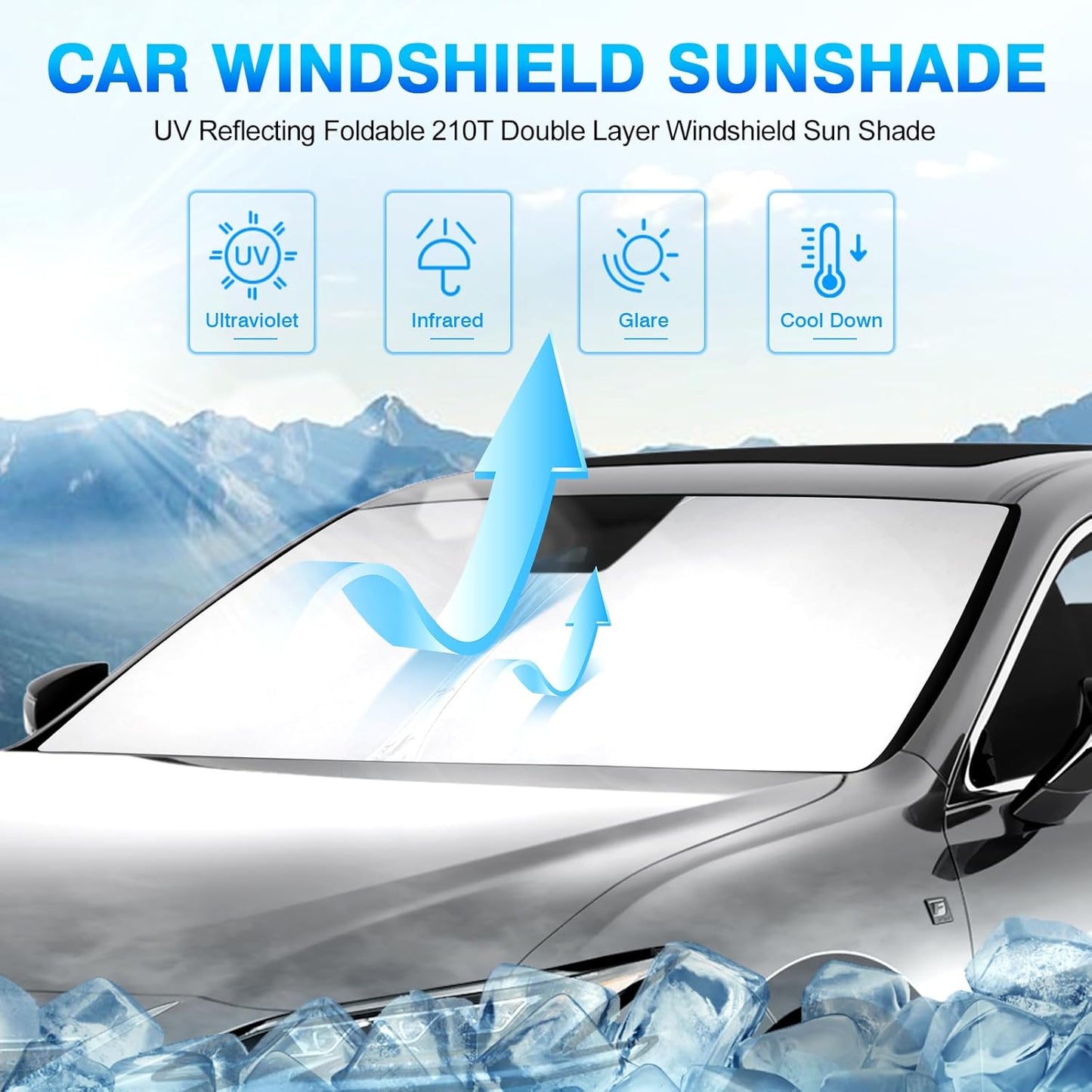 KUST Windshield Sun Shade for Lexus ES 2019-2024 2025 ES250 ES300h ES350 Accessories Custom Fit Sunshade Sun Visor Protector Foldable Blocks UV Rays Keep Your Car Cooler