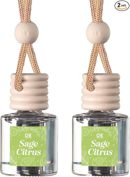 CANDECraftCo Car Air Hanging Fragrance Oil, Car Auto Freshener for Essential Oils, Scents Fragrance Aromatherapy Automobile Diffuser, Long Lasting (Sage Citrus)