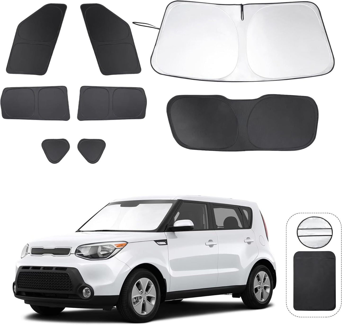TINGLU Window Shades for Kia Soul 2014-2019 Accessorie Car Side Full Windows Rear Triangular Windshield Sun Shade Sun UV Rays & Privacy Protection for Camping,Napping,and Relaxing 8PCS