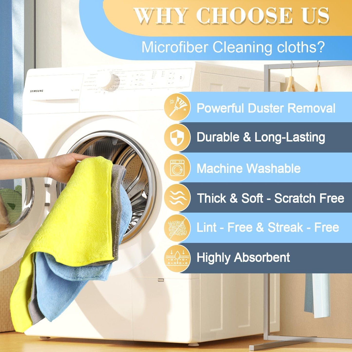 Wash Cloths for Car Interior & Exterior,Microfiber Towels Cleaning Highly Absorbent,Car Wash Rags,Cleaning Rags for House,Kitchen,Bathroom,Office-3 Colors 16''x16''-6Pack