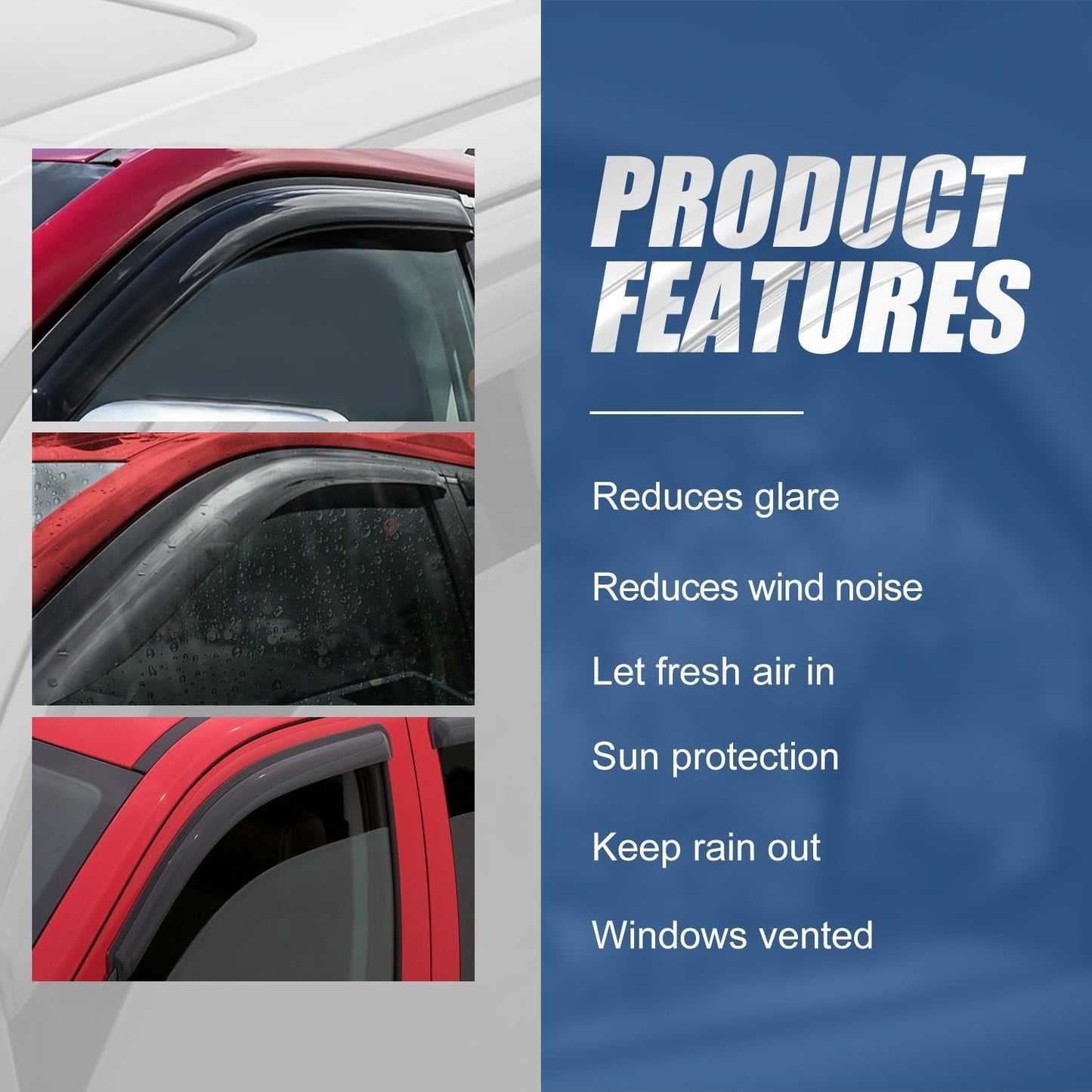 Auto Dynasty Set of 2 Carbon Fiber Pattern Window Visors Compatible with 1997 1998 1999 2000 2001 2002 2003 2004 Ford F150 F250 Heritage, Tape-On Rain Guards Shield Vent Shade Deflector Glossy Black