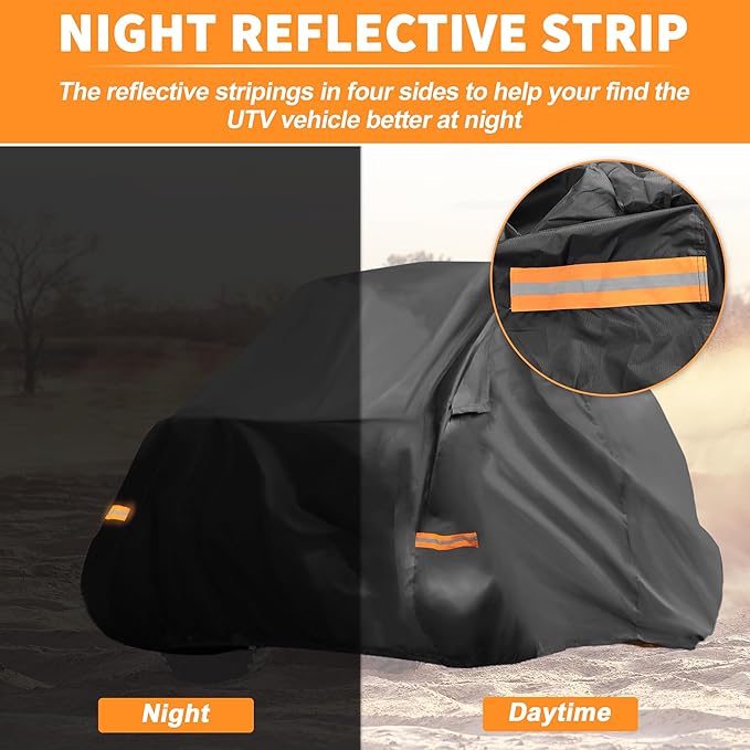 X AUTOHAUX UTV Cover for Can-am Defender MAX Waterproof Side by Side Cover Outdoor Sun Rain Storage Protection 210D-PU Black 390x161x193cm