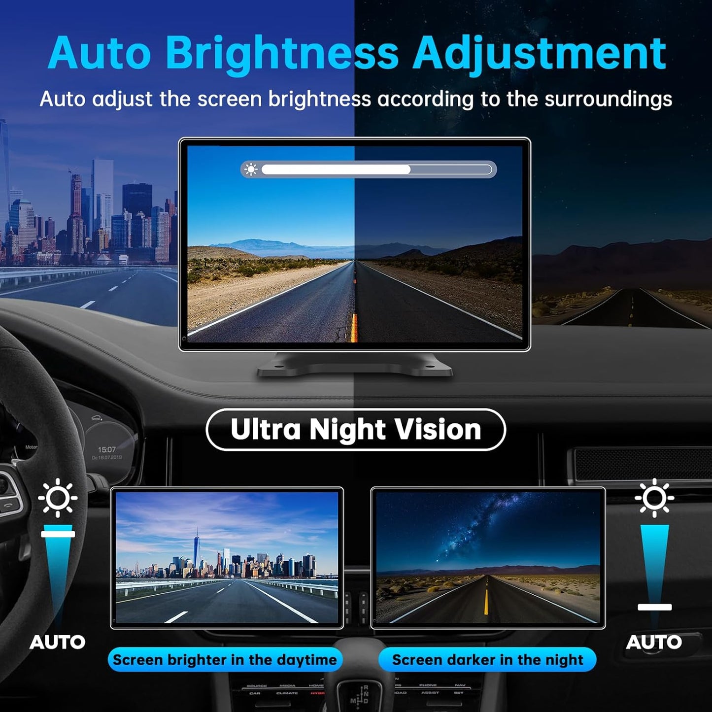 9" Wireless Apple CarPlay Android Auto Screen - 4K Dash Cam, GPS Navigation, HD Touchscreen, AirPlay, 1080P Backup Camera, Car Stereo - by Jataza