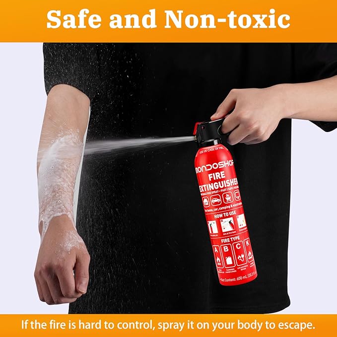 Fire Extinguisher for Home and Vehicle - Mondoshop 4-Pack Water-Based Portable Fire Extinguisher with Mount for A, B, C, K Fire, Suitable for Vehicle, Kitchen, Home, Car, Boat, Camping, Business