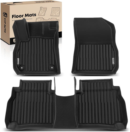 YHTAUTO Floor Mats Fit 2017-2019 Buick Lacrosse, TPE All Weather Car Mats Waterproof Anti-Slip Odorless Floor Liner, Interior Car Accessories Front & 2nd Row Liner