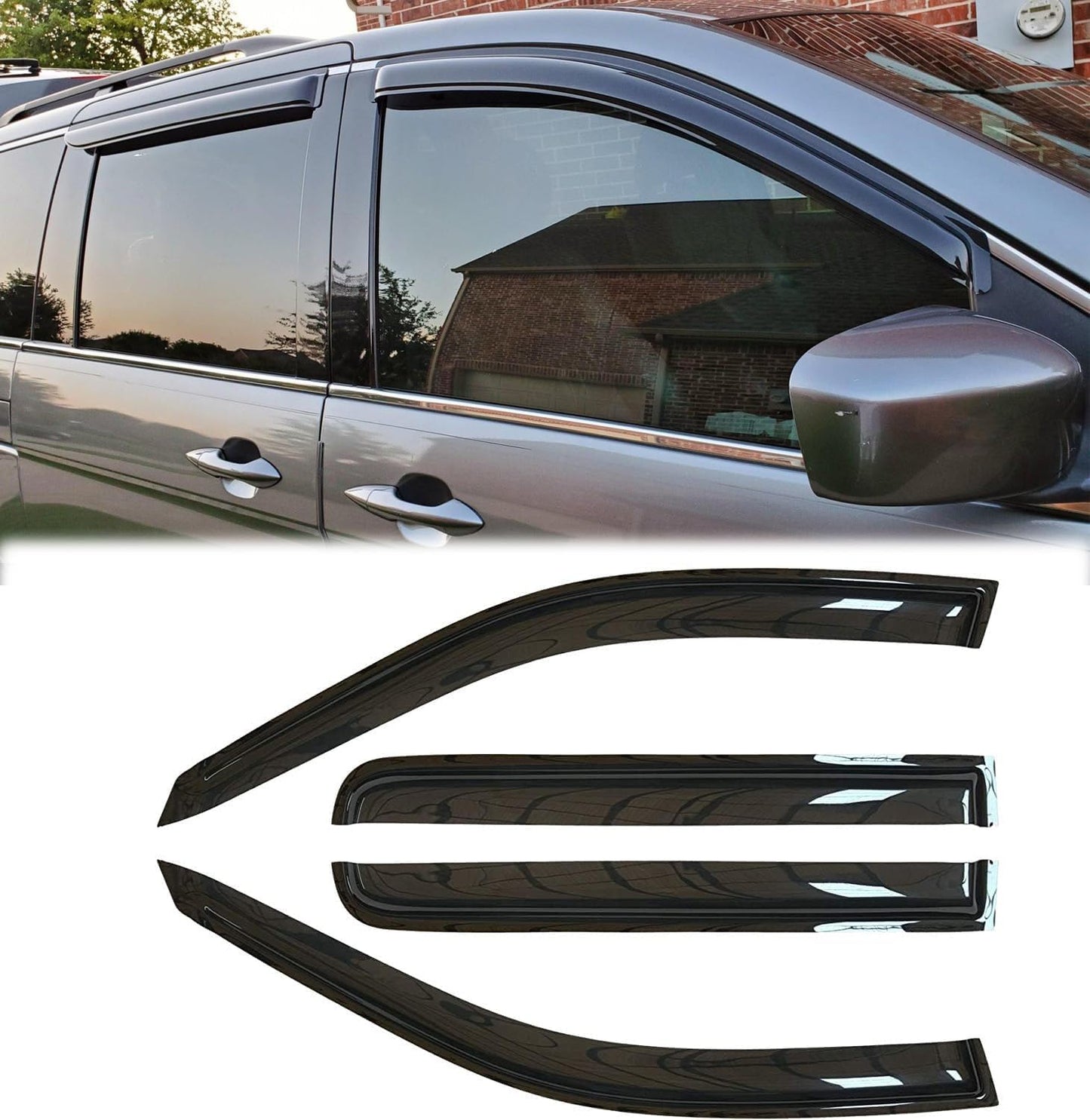 94029 Sunproof Waterproof Side Window Wind Deflector, 4pcs Protective Replacements Rain Guards Set, Window Visor fit for 2005 2006 2007 Honda Odyssey