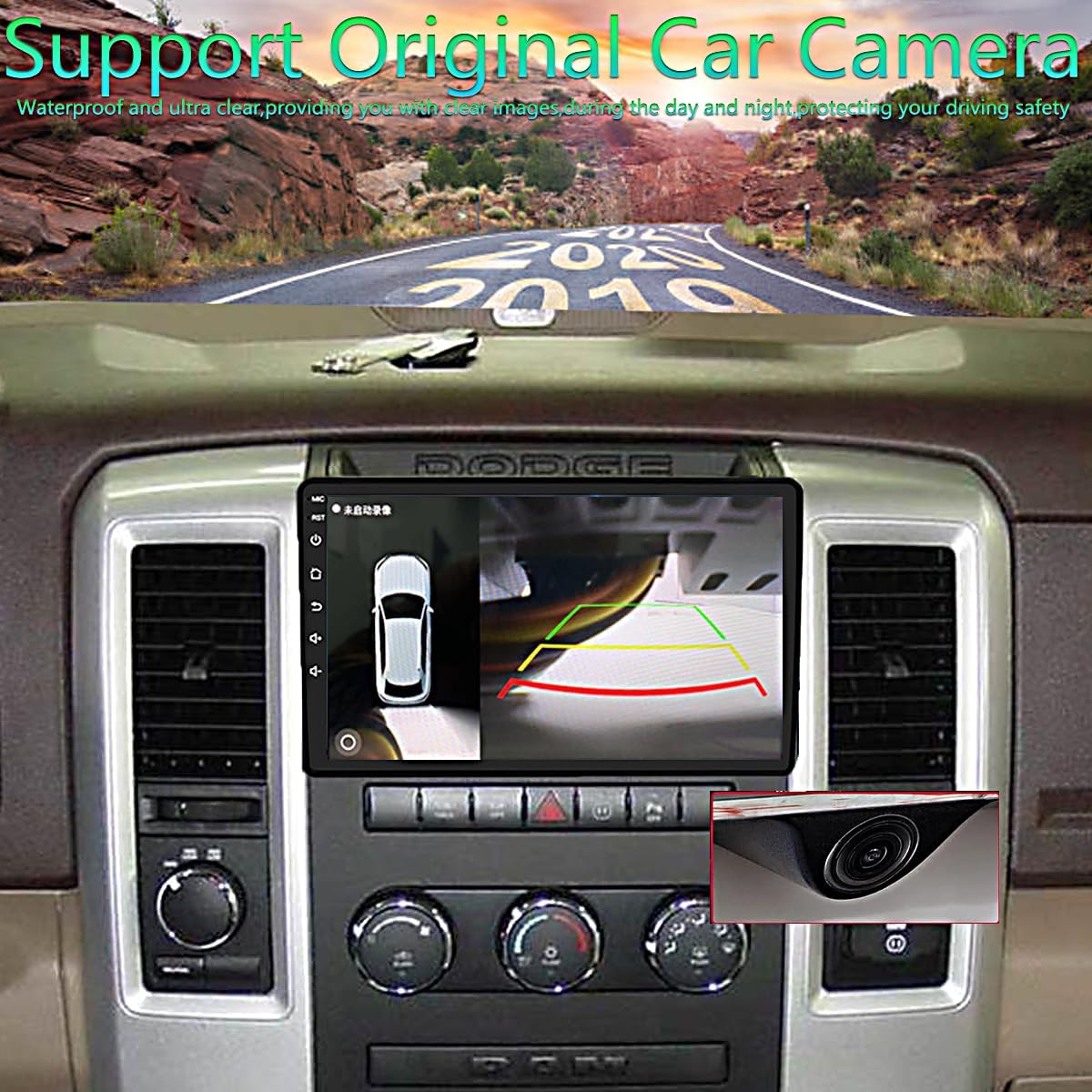 QLED, Customize Desktop Car Stereo Radio Upgrade for Dodge RAM 1500 2500 3500 for 2009 2010 2011 2012,Android Stereo Replacement,Build in Wireless carplay Wired Android Auto,Free Camera (2GB+64GB)