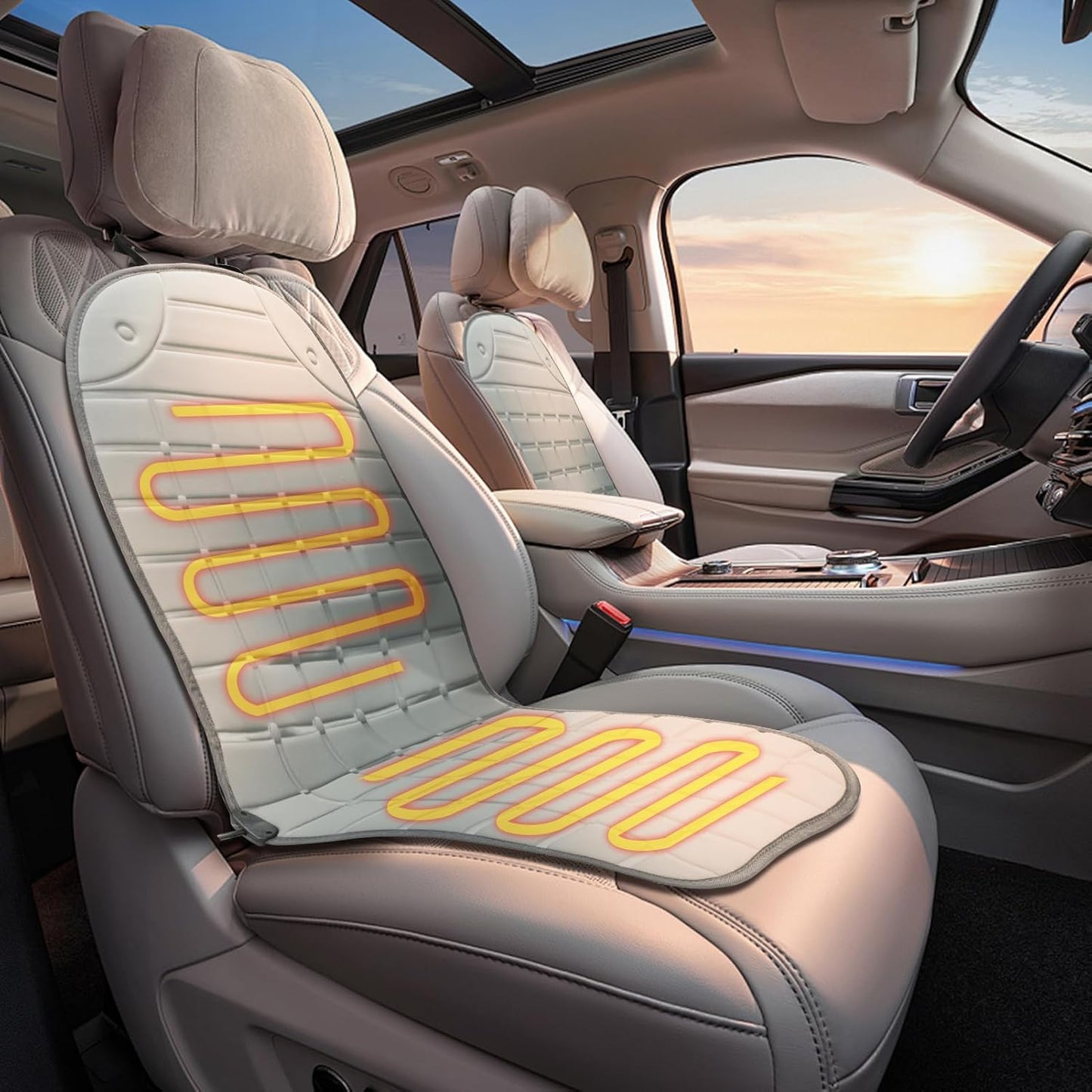 Seat Cushion for Cold Weather - Winter Soft Seat Cover with Adiustanle Buckle for Full Back and Seat (Gray)