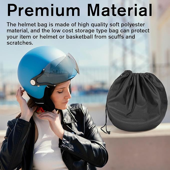2PCS Black Helmet Bag - Lightweight Motorcycle Helmet Cover, Motorcycle Bag Accessories for Storage & Carrying, Powersports Helmets for Welding Riding Travel Skiing - Black