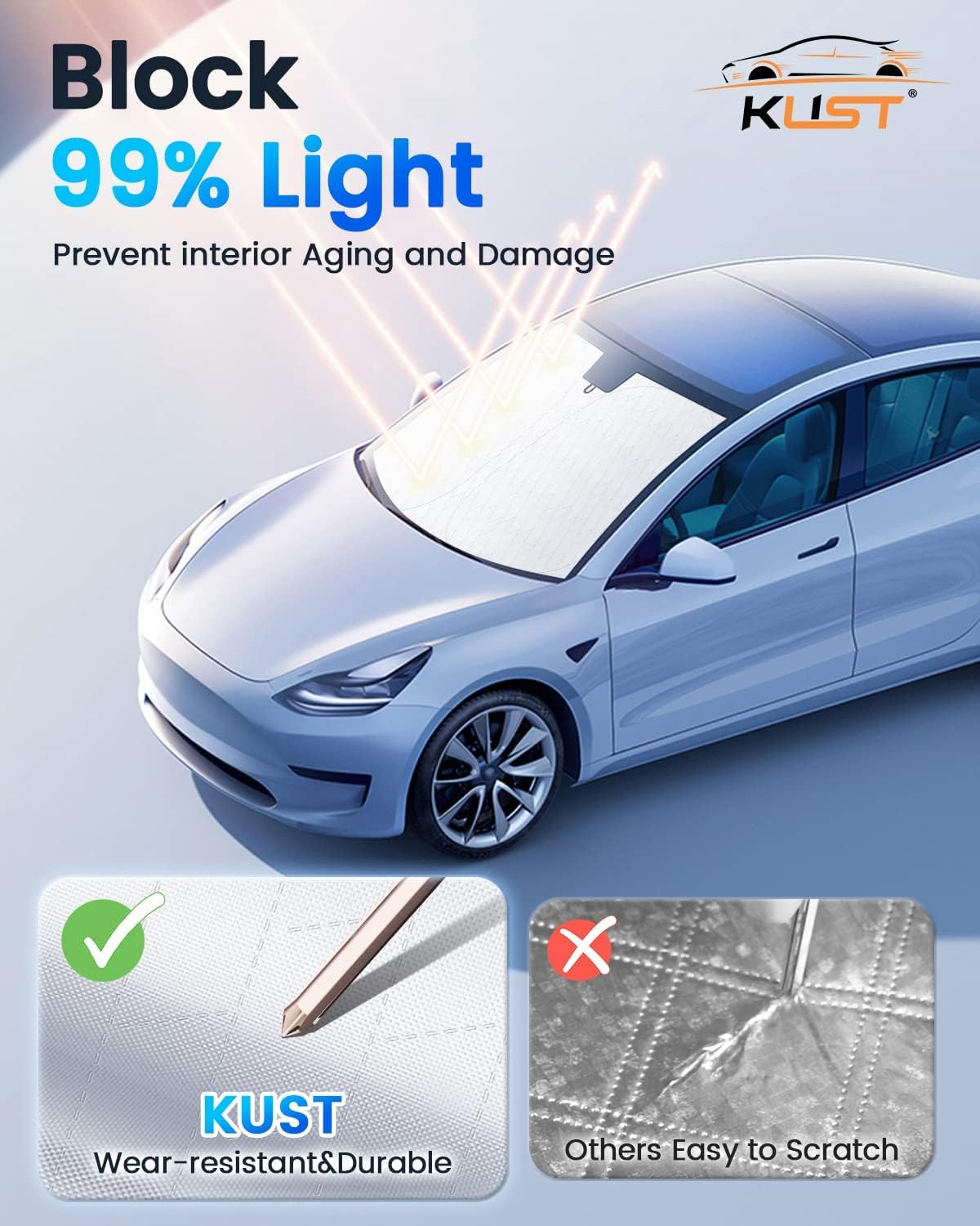 KUST Windshield Shade Custom Fit for Kia Carnival 2022-2024 2025 2026 Sun Shade Front Windshield Sun Visor Foldable Thicker 5-Layer Block Heat and Sun UV Rays