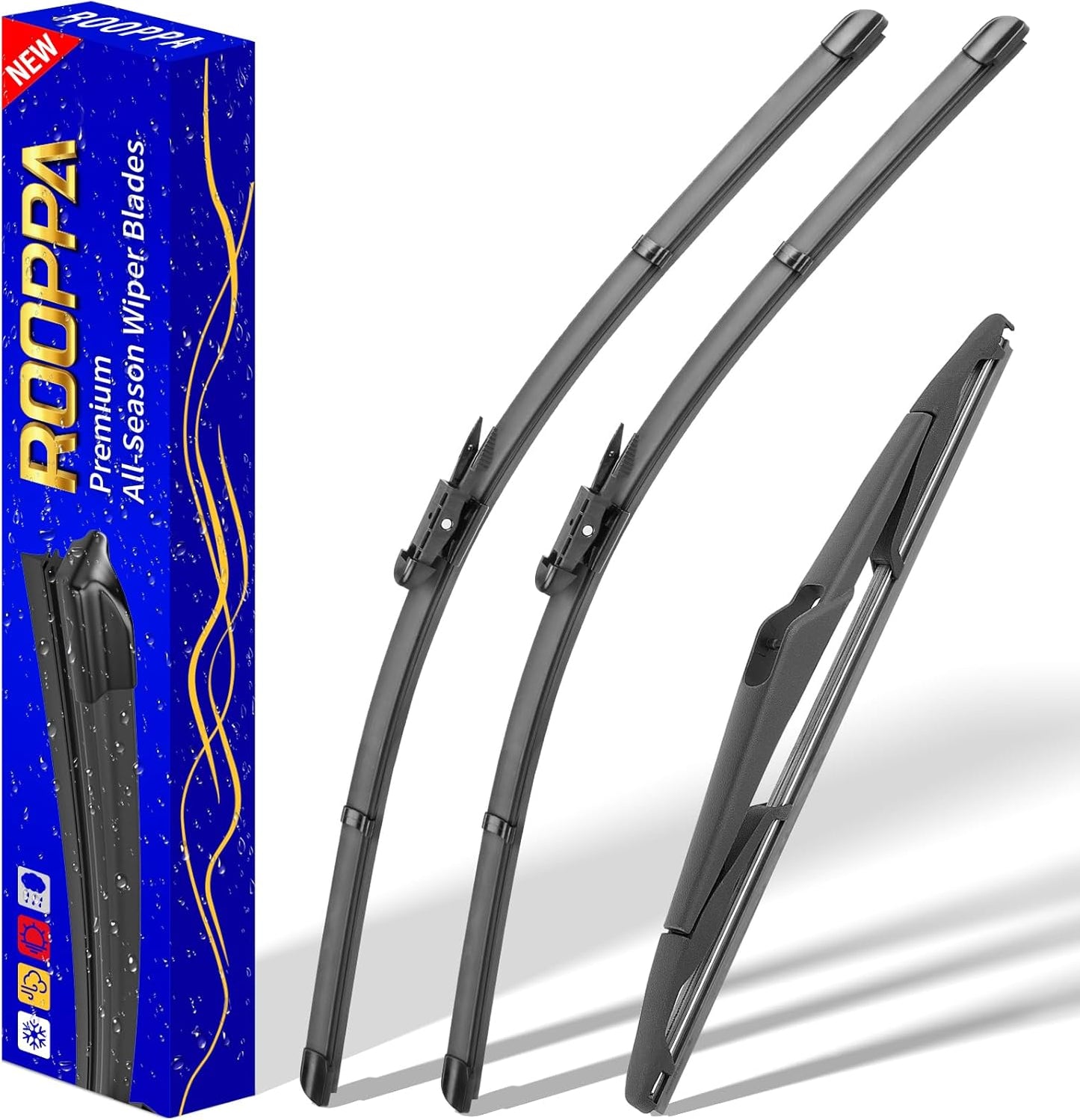 3 wipers Replacement for 2012-2018 Ford Focus, Windshield Wiper Blades Original Equipment Replacement - 28"/28"/12" (Set of 3) Pinch Tap