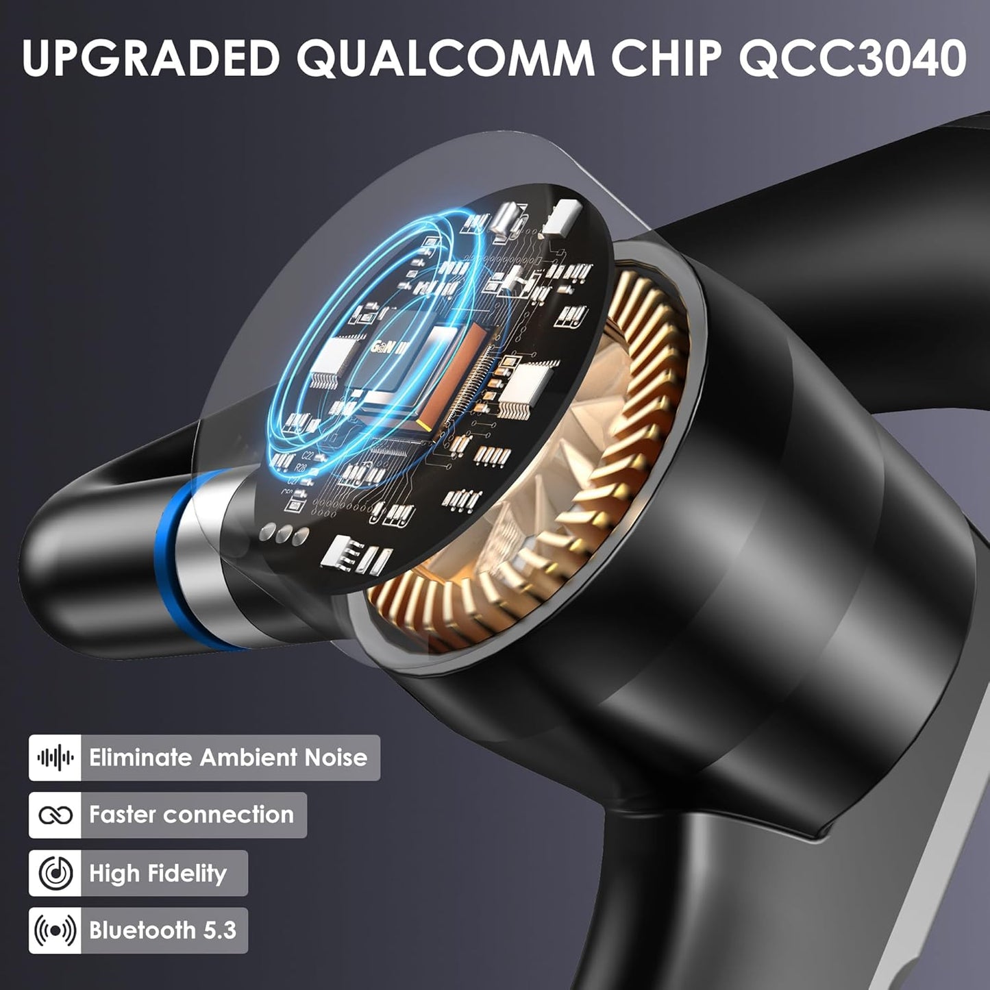 Bluetooth Headset V5.3, Wireless Earpiece with 1000mAh Charging Case, 96H Talktime, Hands Free Noise Canceling Headphones with Dual-Mic for Computer Cell Phones Trucker Home Work (Blue)