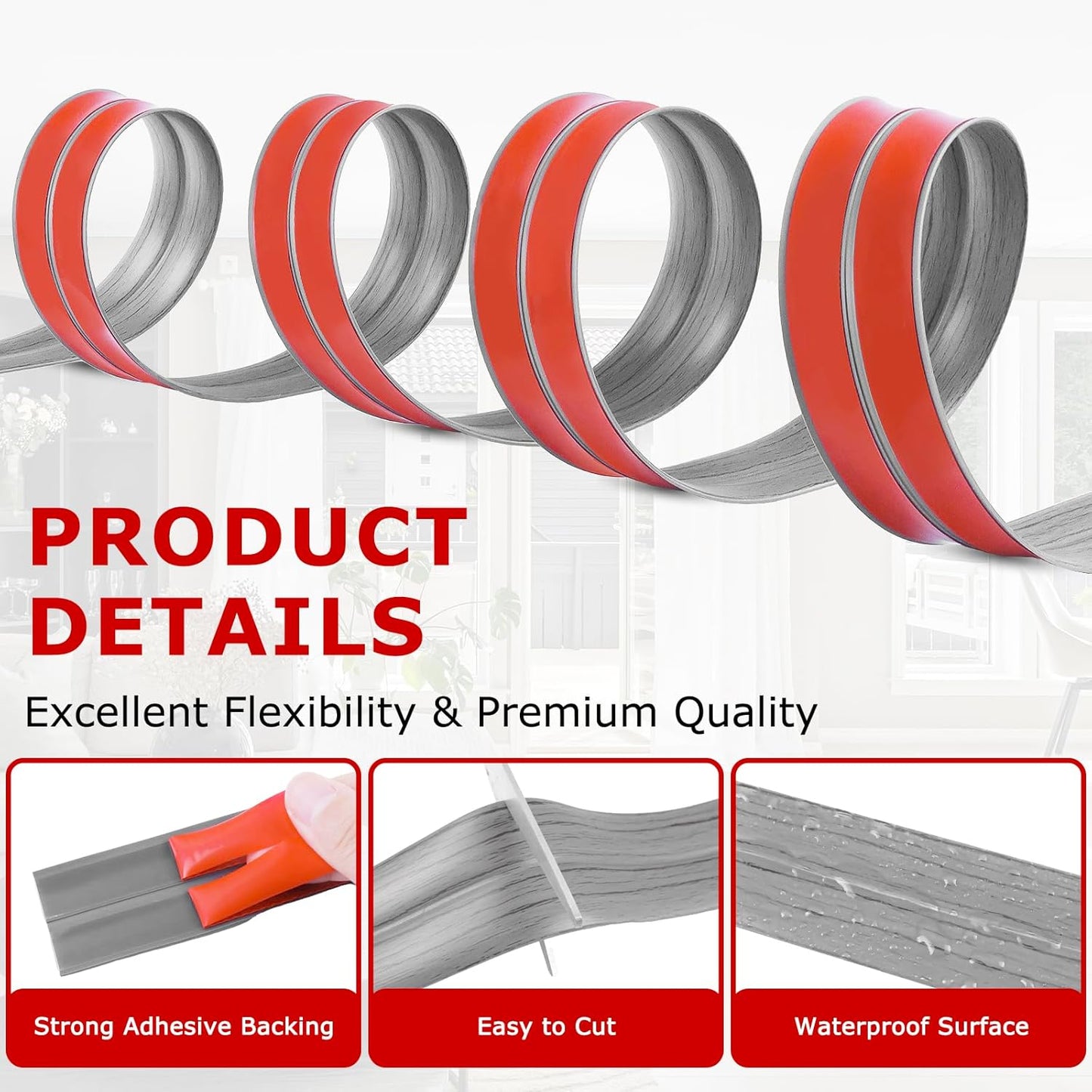 Flexible Wall Corner Protector Moulding Trim Peel and Stick Wall Corner Guards Edge Protector Self Adhesive Molding Trim Strip for Edge Ceiling (Light Gray Wood Grain, 0.8 in x 20 Ft)