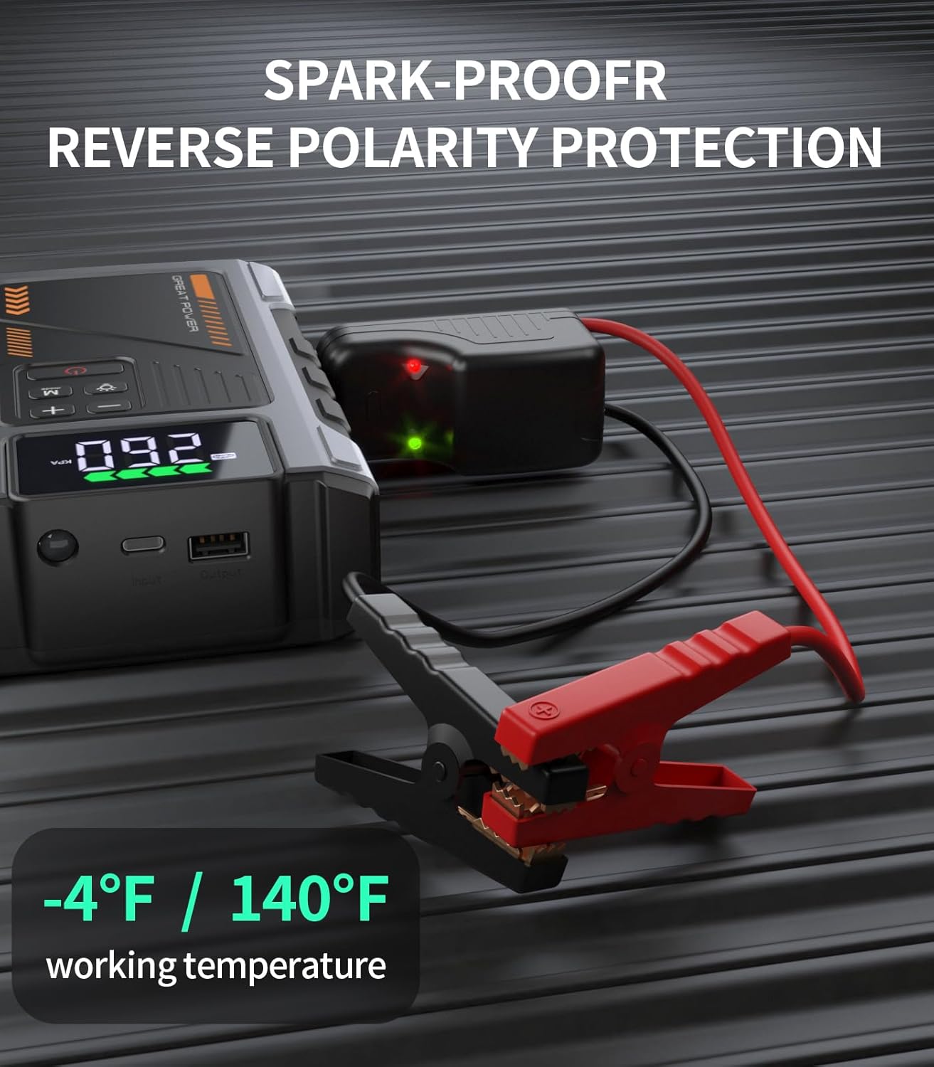 Portable Jump Starter with Air Compressor 4000A Peak with 150PSI Tire Inflator, Jump Box for 12V Car Battery Power Booster Pack (Up 8.0L Gas/6.5L Diesel Engine)