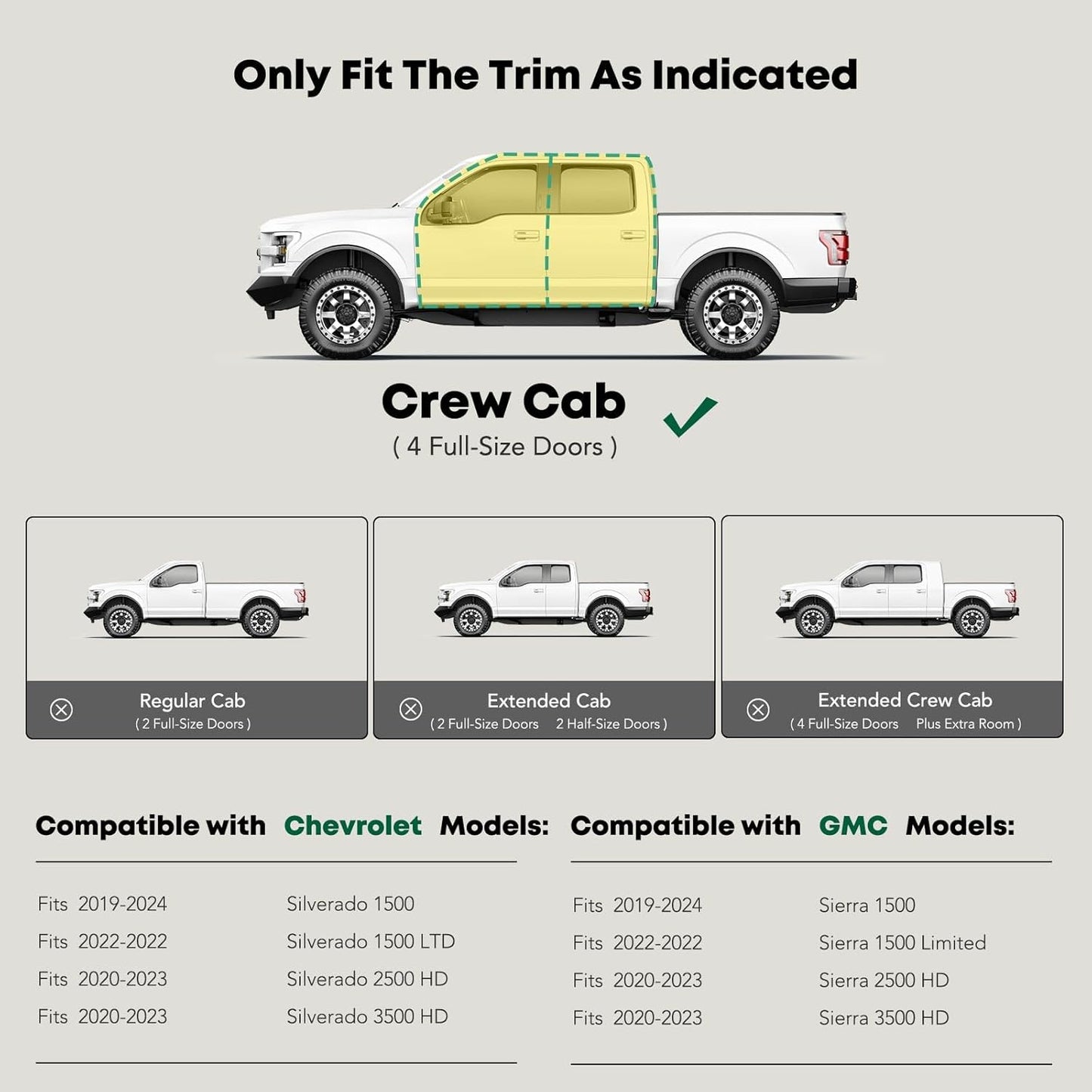 YHTAUTO 3 Inch Running Boards Side Steps Compatible with Chevy Silverado & GMC Sierra 1500/2500 HD/3500 HD 2019-2024, Crew Cab, Round Carbon Steel Black Powder, Truck Cab Side Step Rails