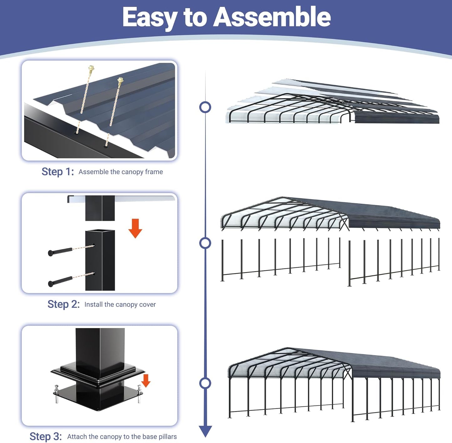 Polar Aurora 20x40 FT Metal Carport with Heavy Duty Carport Canopy, Car Port with Reinforced Base and Upgraded Support Framework, Car Garage Shelter for 2 Car, Boats and Truck