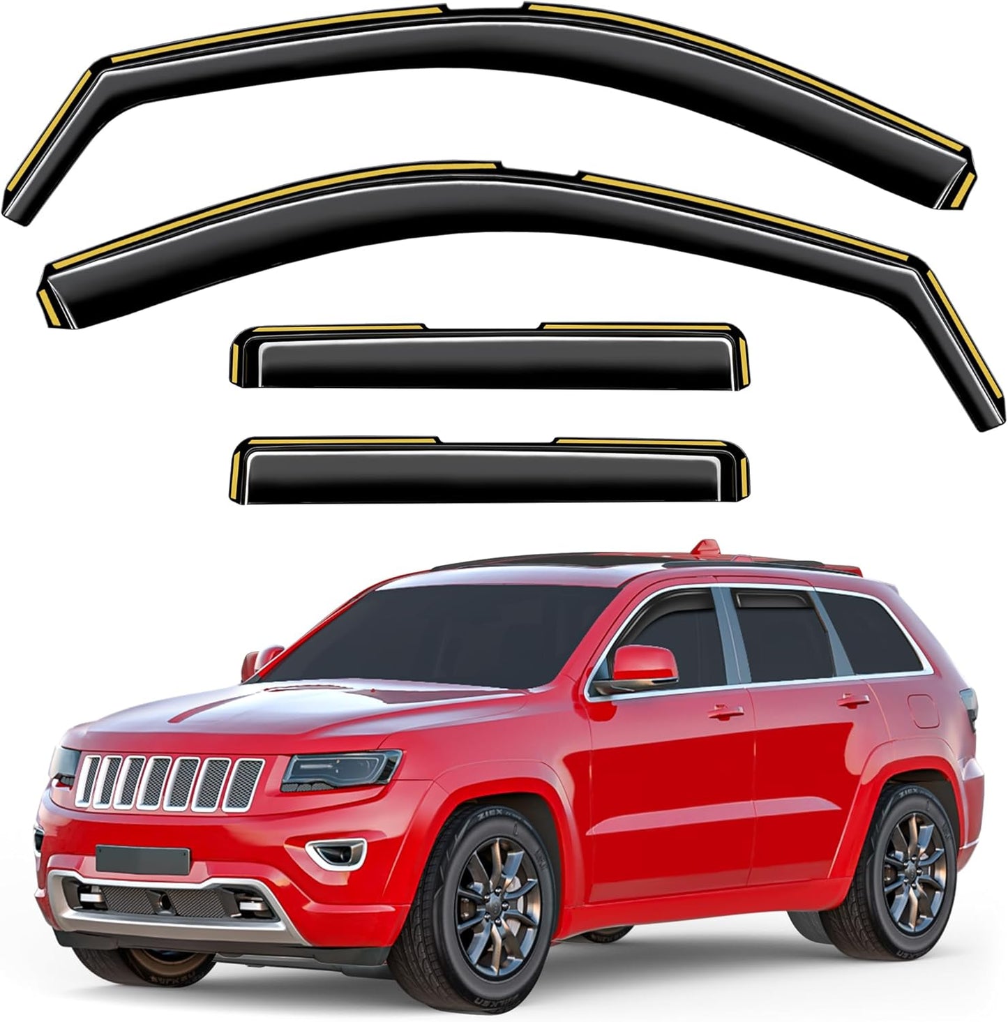 in-Channel Window Rain Guards Fit for Jeep Grand Cherokee(Limited) 2011-2021 Extra Durable Window Visors Window Deflectors Vent Visors Vent Shades Car Accessories-4 pcs 2-Q18