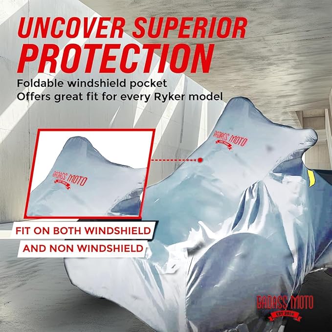 Badass Moto Can Am Ryker Cover Fits 600/900 Rally Sport Trike Three Wheeler. Heavy Duty. Won't Wimp Out. Fits Can-Am Ryker Motorcycle Accessories Waterproof Outdoor Storage