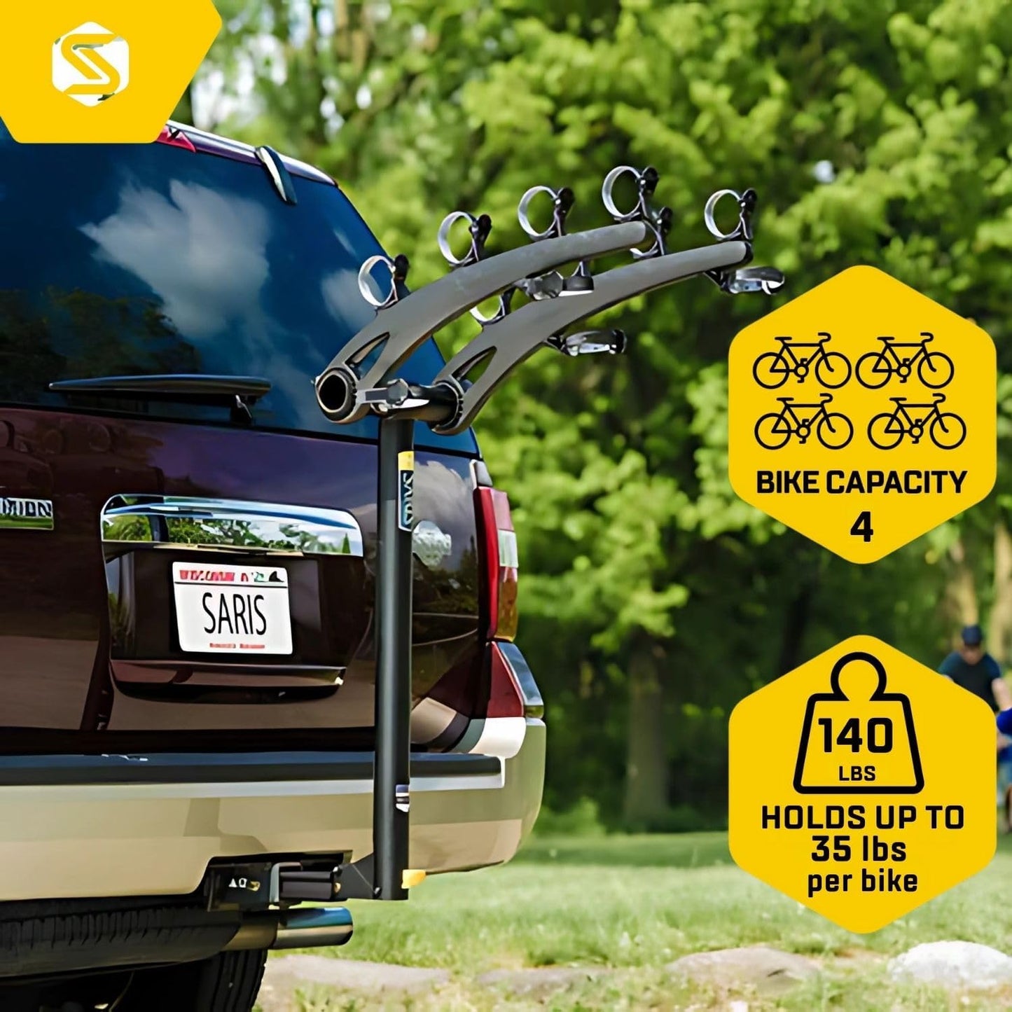 Saris Bones 4-Bike Hitch Rack Bicycle Carrier, with Easy Fold Design and Tilting Base