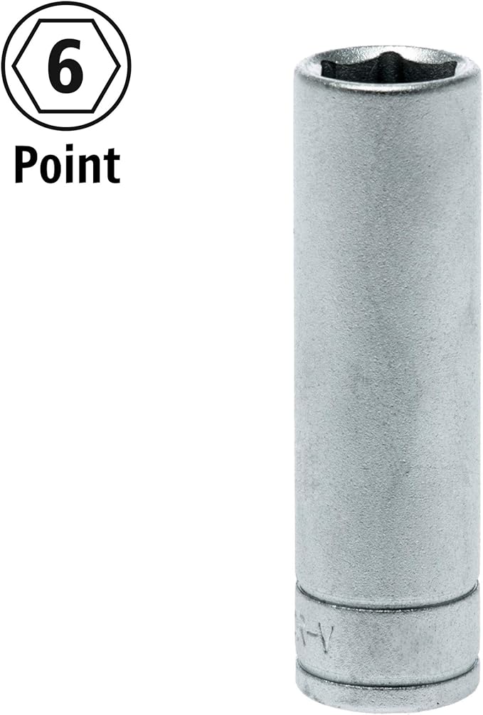 Teng Tools 3/16 Inch 6 Point SAE Deep 1/4 Inch Drive Chrome Vanadium Socket | Mechanic Tool | Hand Tool - M140206-C