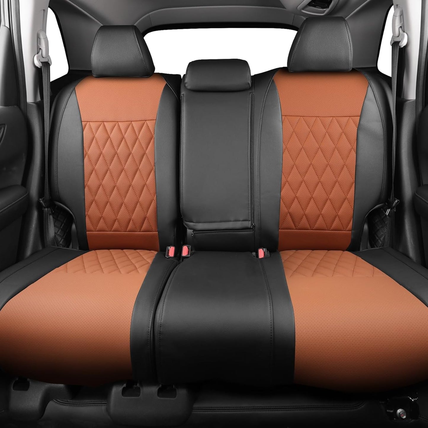 coverdream CRV Waterproof Leather Seat Covers Custom Fit for 2015 2016 Honda CRV LX,EX,SE,EX-LTouring,Full Coverage,Airbag Compatible,Seat Protector(Full Set,Black&Brown)