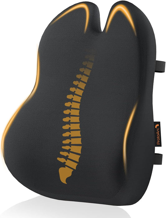 ProtoArc Lumbar Support Pillow for Office Chair, Memory Foam Back Support Pillow for Lower Back, Lumbar Cushion Desk Chair Back Cushion, Ergonomic Back Rest for Chair, Car, Home - Black
