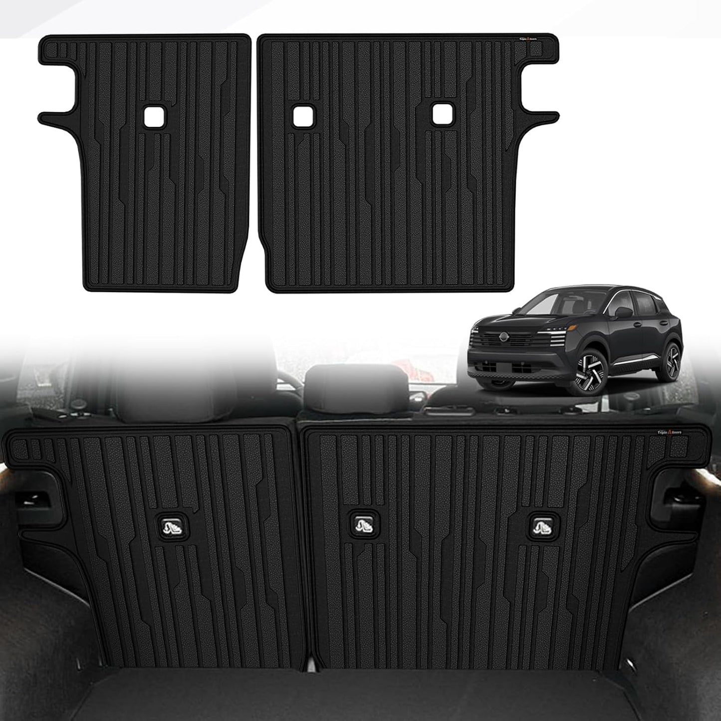 TripleAliners Backrest Mats All Weather Liners Compatible with 2025 Nissan Kicks Interior Accessories TPE Second Row Seats Back Cover Custom Fit Protection Car Liner