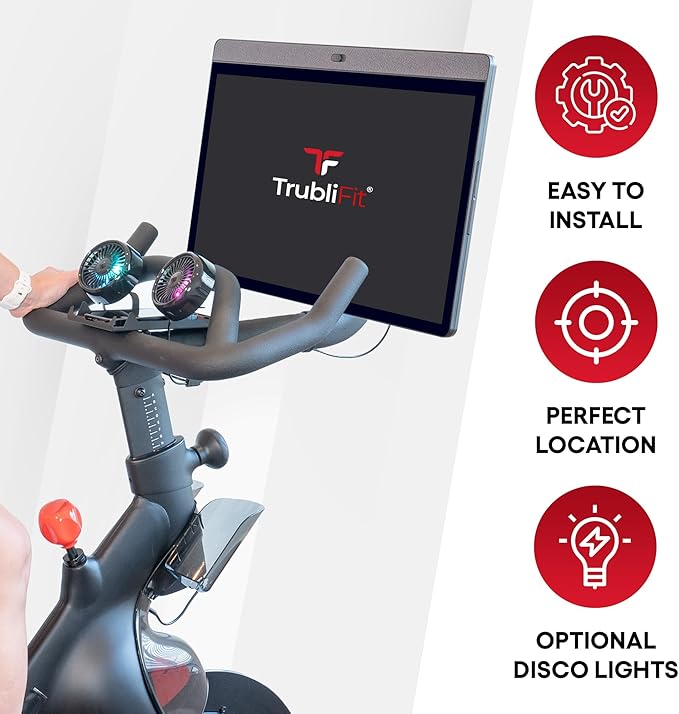 Dual Bike Fans with Phone Tray for Peloton Bike - All-Metal Phone Holder - No Batteries Required - Accessories for Peloton Bike - Compatible with Cross Training Bike