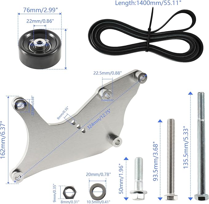 LS Truck SUV Dual Alternator Bracket Kit for GM 4.8L 5.3L 6.0L 6.2L Vortec V8 Engine 1999-2013,for Chevy Tahoe Suburban Silverado, GMC Yukon, for Cadillac Escalade, Hummer H2 (Silver)