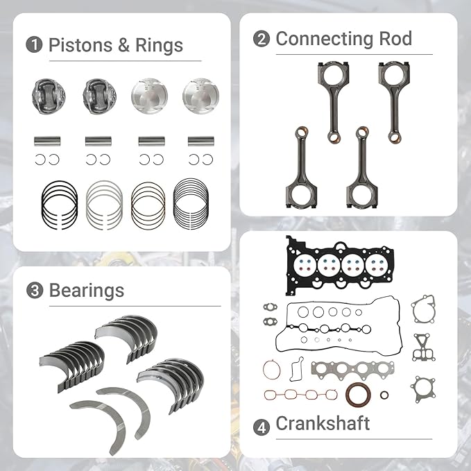 G4FJ 1.6 Engine Overhaul Rebuild Kit w/Crankshaft Head Gasket Set Connecting Rod Piston Kit Head Bolt Fit For Hyundai Sonata Veloster Tucson Kia Soul Forte Optima 1.6L 2011-2022 23110-2b710