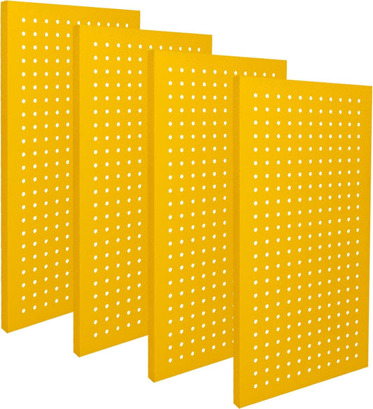 Metal Peg Board Panels for Workbench, Shop, Shed Modular Peg Board Organizer Board Kit, pegboard Wall Organizer(4 Pack, Yellow)