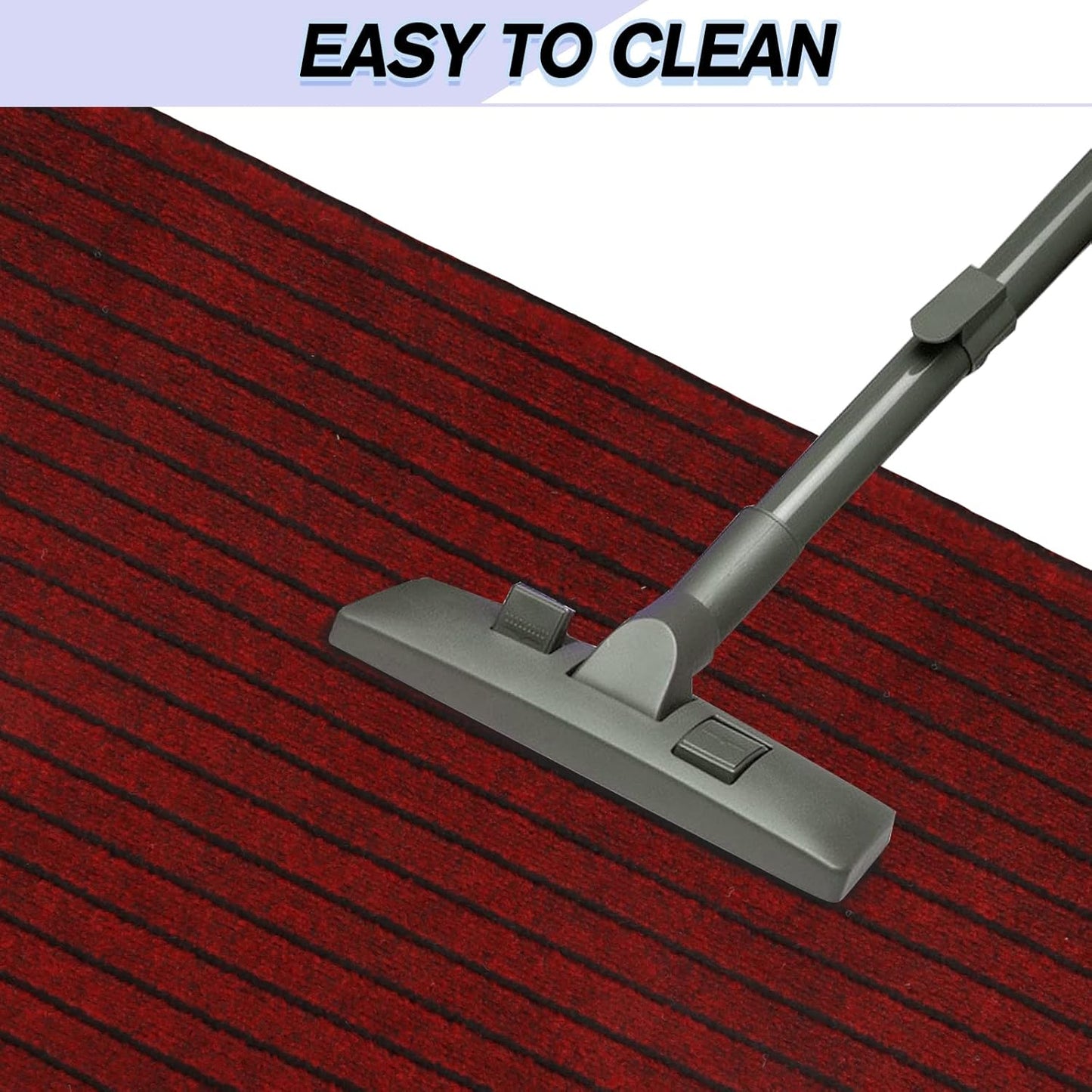 Custom Size Backed Non-Slip Area Rugs Runner, Easy Clean, Waterproof Runner Rugs for Hallway Entryway, Kitchen, Laundry, 2FT x 76FT, Red Stripe