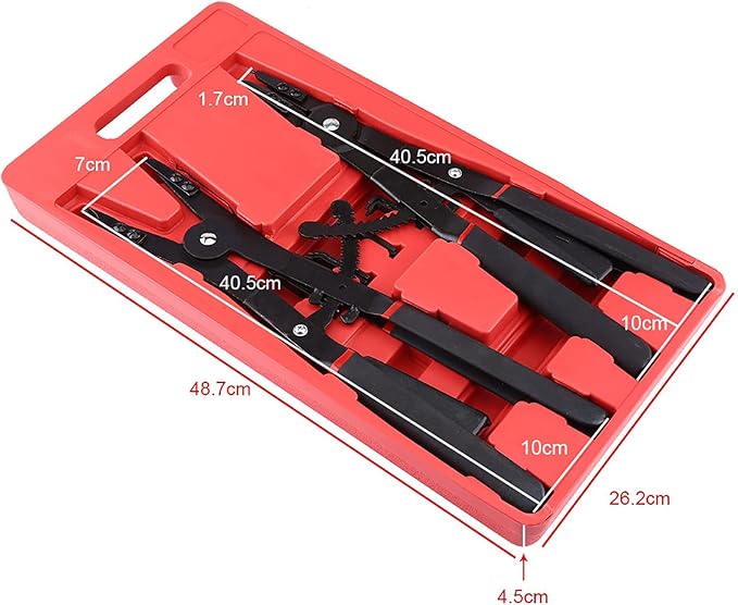 Heavy Duty Snap Ring Pliers, 16" Large Snap Ring Pliers Heavy Duty, 2 Piece Snap Ring Plier Set External and Internal Pliers With 12 Tips, 0° 15° 45° 90° Tips