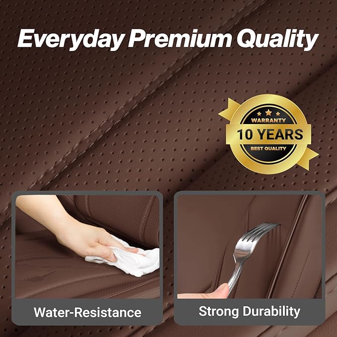 Coverland Custom Fit Car Seat Covers for Truck Compatible with [2016-2025 Honda Ridgeline Crew Cab] Premium Waterproof Non-Slip Interior Seat Protector [Front Dark Brown- Size Chart A71]