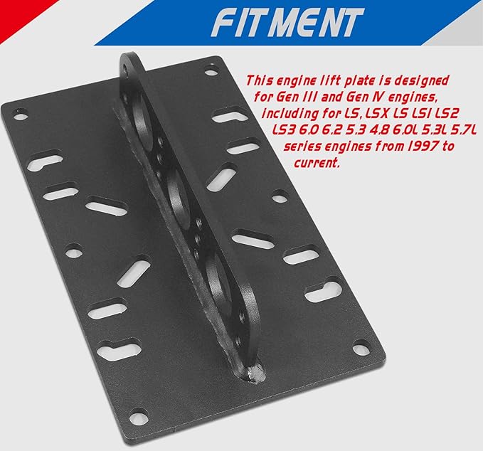 LS Engine Lift Plate for Chevy Ford SBC BBC LSX Engine Motor Carb Hoist Lifting Stand Universal Engine Lift Plate Black