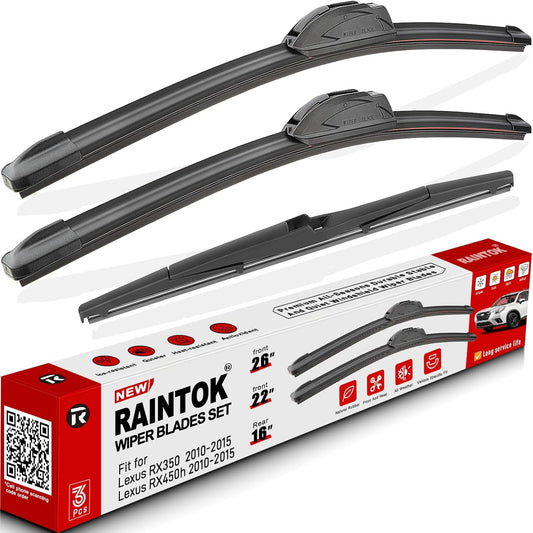 Windshield Wiper Blades Replacement for 2010-2015 Lexus RX350 RX450h RX 350 450h Original Factory Quality Front Rear Wipers Blade Set for My Car - 26" 22" 16" (Pack of 3)