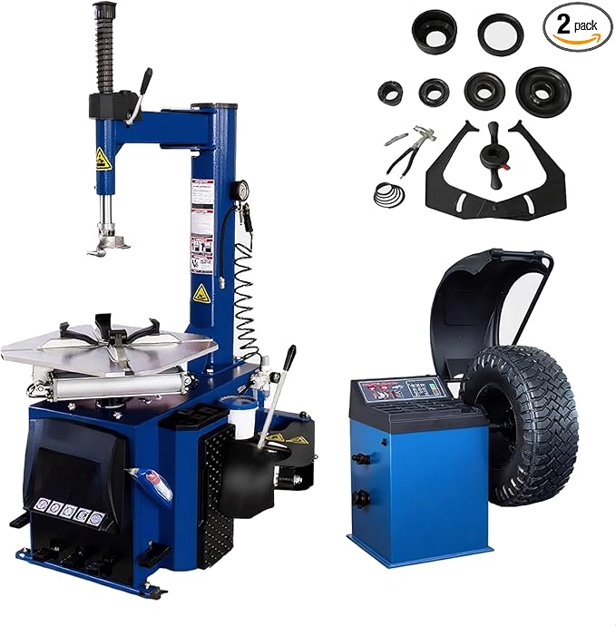 Heavy-Duty Tire Changer and Wheel Balancer Combo with Air Bead Blaster, 2.0HP 110V, Expands to 24" Rims, 36-Month Parts Replacement(Combo 2)