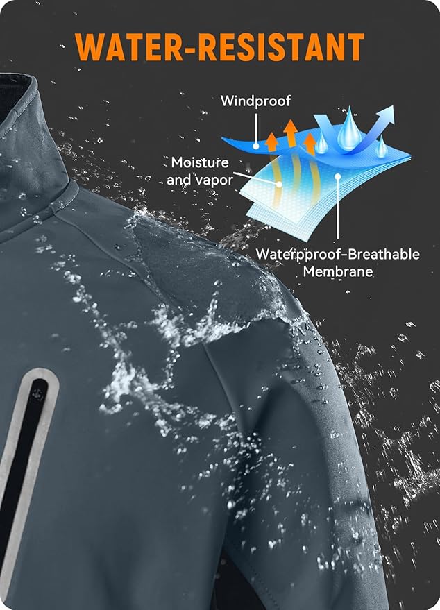 baleaf Men's Winter Cycling Jackets Water Resistant Thermal Running Softshell Jacket Warm Cold Weather Pockets