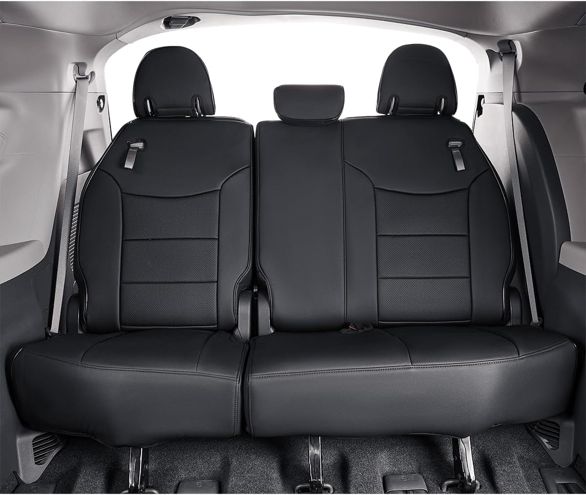 EKR Sienna Seat Covers for Toyota Sienna XLE,XSE,7-Passenger Seating,2nd Row Captain Chairs 2021-2025,Front Seat and Rear Seat,Black Car Seat Covers- 1st and 2nd Row Only, Leather(Black)
