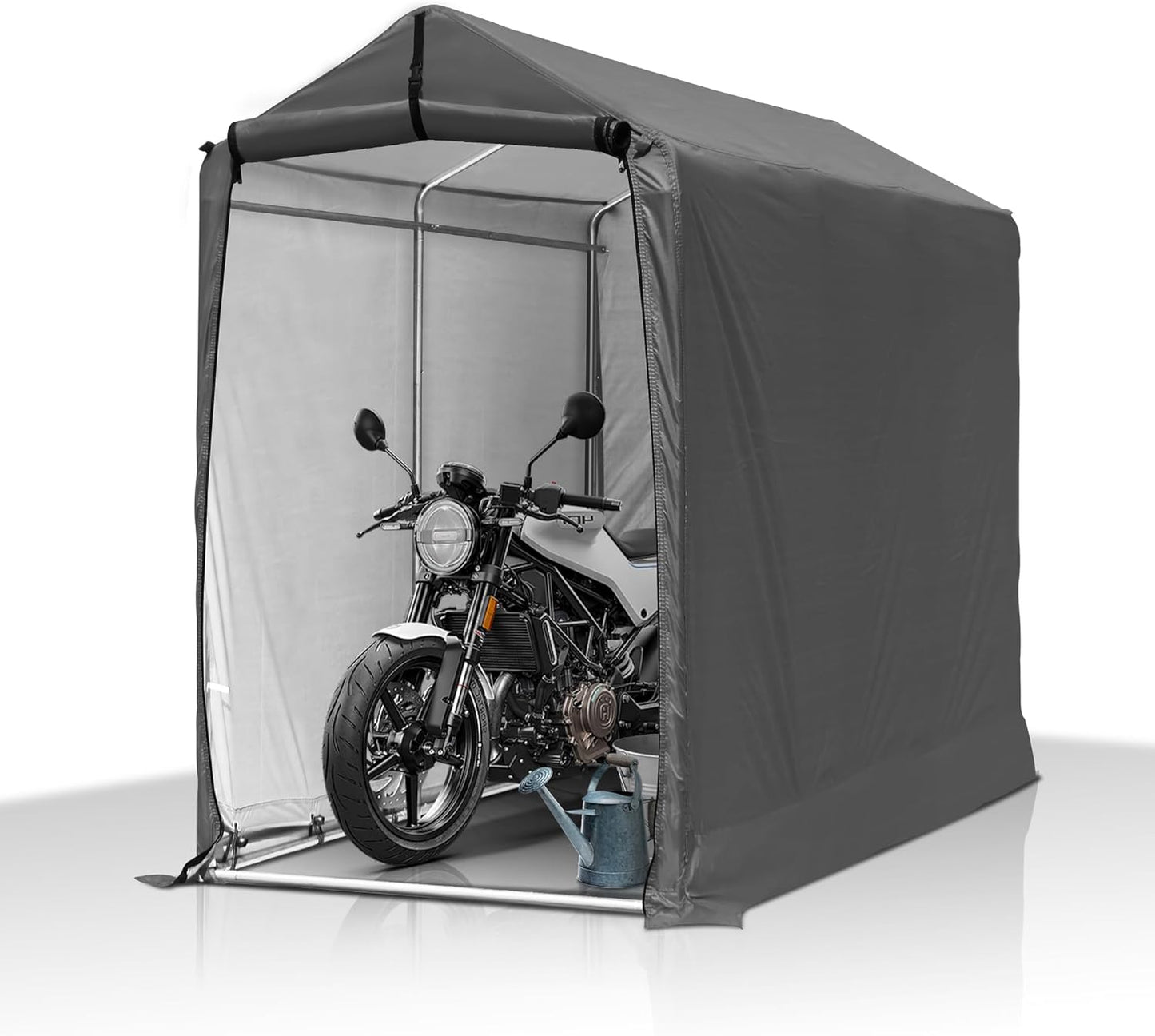 6 x 3ft Outdoor Cycle Storage Shelter - Bike Shed with Roll-up Door & Ventilate Window, Polyethylene Canopy Bicycle Garage for Garden, Domestic, Outdoor, Rain Shelter
